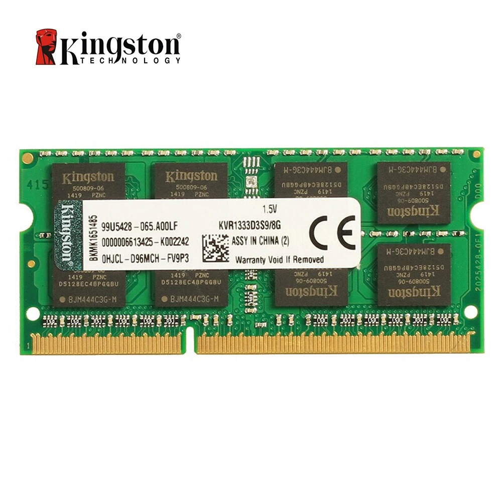 Kingston DDR3 RAM 8 GB ordinateur portable ram 8 GB mémoire ddr3 1333Mhz KVR1333D9S9/8G CL9 1.5V PC3-10600 204pin ordinateur portable SODIMM RAM