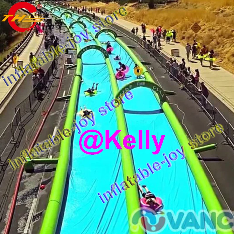

50x5m/100x5m/200x5m super inflatable water slide, water amusement park inflatable water slide, slide the city slide n slip