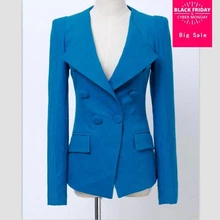 Новое поступление осень женский миниатюрный костюм высококачесвенный Блейзер Женский шерстяной тонкий двубортный блейзер с металлической пуговицей w1487