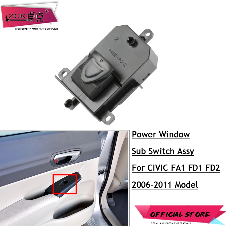 

ZUK High Quality Rear Left Right Power Window Control Switch Button For HONDA CIVIC 2006 2007 2008 2009 2010 2011 FA1 FD1 FD2