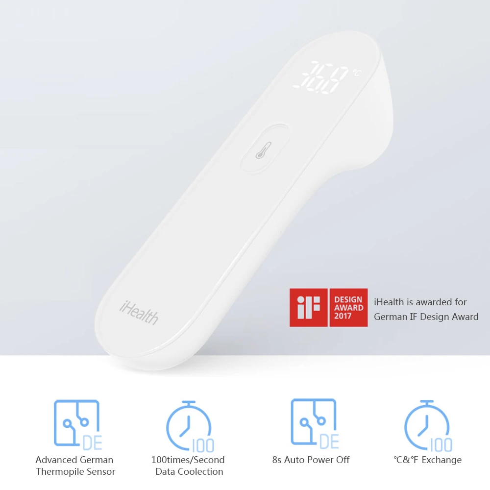 

For Xiaomi Mijia iHealth Thermometer Digital Fever Infrared baby kids Thermometer Non-contact Forehead temperature tester