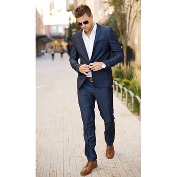

Navy blue men suit Tuxedos Groomsman Mens Wedding Suits blazer for men slim fit men blazer design costume homme jacket+pant 2017