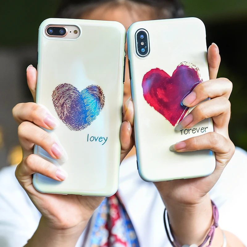

For iphone6/6s/7/7s/8/X/6plus/6splus/7plus/8plus protective case Blu-ray tpu phone case love lovey or forever couple shell