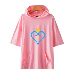 Kingdom hearts/Новинка 2019 года, футболка с капюшоном и надписью, свободная футболка унисекс с короткими рукавами, повседневная одежда