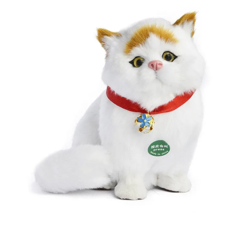 D Моделирование кошки плюшевые игрушки куклы kawaii звучащие кошки Модель игрушки украшения для дома в виде животных для детей дети девочки подарки стиль - Цвет: D