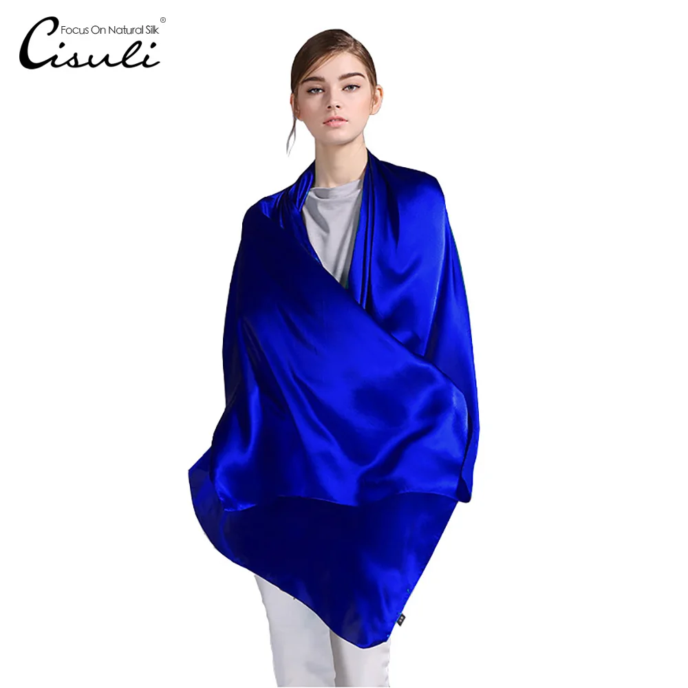 

100% Silk Satin Long Scarf 55X180cm Pure Mulberry Silk Plain Color Silk Scarf Factory Direct Online Store 11 Royal Blue
