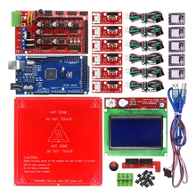 RepRap RAMPS 1,4 комплект с МЕГА 2560 r3 + тепловым MK2B + 12864 ЖК-контроллер + DRV8825 + механический переключатель + кабели для 3D-принтера