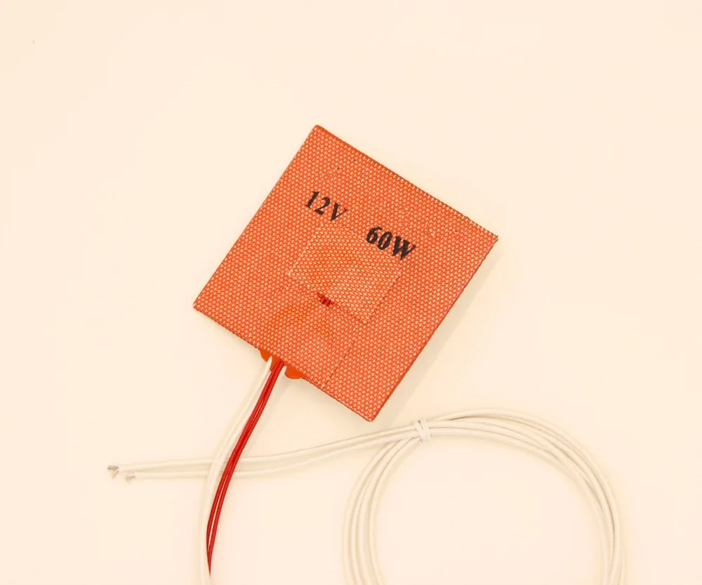 12V/24V 60W Silicone Heater Pad heating mat 80x80mm size for Reprap 3D