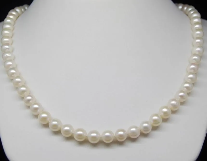 Fine-AAA-6-7mm-White-Akoya-pearl-necklaces-16-40CM-With-14K-gold-clasp-