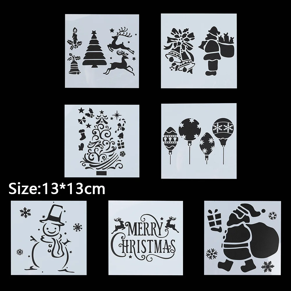

7pcs/set Craft Christmas Layering Stencils For Walls Painting Scrapbooking Stamp Album Decor Embossing Paper Card Template