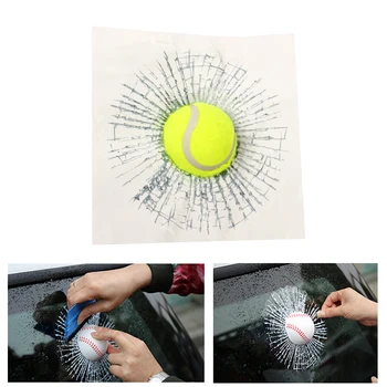 

3D Car Stickers Funny Auto Car Styling Ball Hits Car Body Window Sticker Self Adhesive Baseball Tennis Decal Accessories