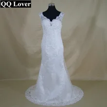 QQ Lover 2017 New V-Neck Mermaid Lace Wedding Dress See Through Back Custom-made Vestido De Noiva Bridal Gowns
