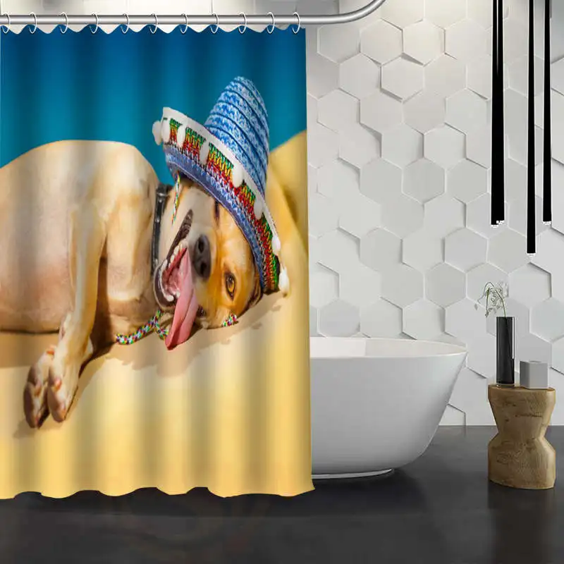 Vixm Hot Sale Custom Animal Dog Shower Curtain Waterproof Fabric Bath