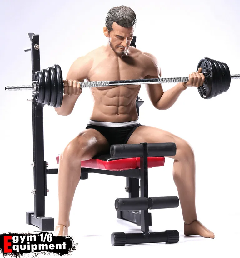 

Estartek 1/6 EY03 Gym Equipment-Alloy Barbell and The Dumbbell Bench Set for 12inch Action Figure DIY