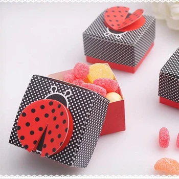 

50pcs Laser Cut "Cute as a Bug" 3-D Wing Ladybug Wedding Gifts Box Candy Boxes Gift Favor Box Baby Shower Wedding Party Supplies
