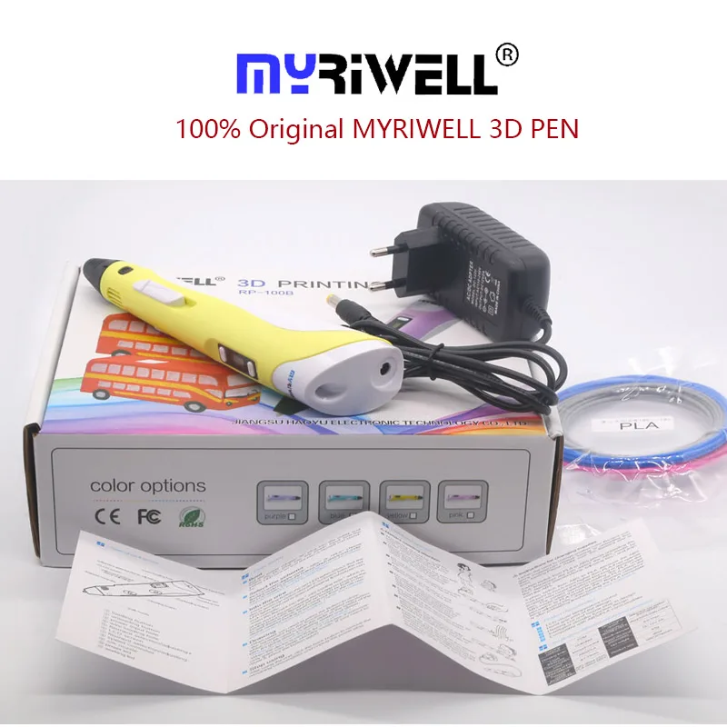 Myriwell 3d Ручка мм и 100 мм нити М 100 м ABS+ м 1,75 м PLA 3d ручка 3 d ручка Smart подарок на день рождения ребёнка или Рождественский подарок