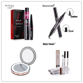 

BIOAQUA Music Flower ibcccndc Eye Makeup Mini LED Light Makeup Mirror 4-in-1 Package