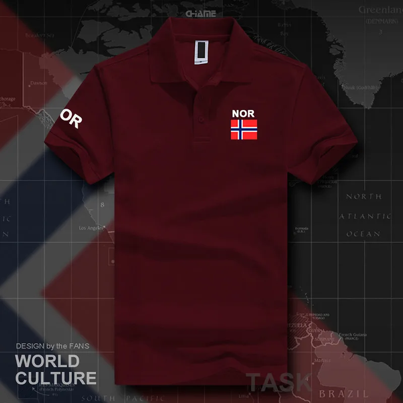 Norway Norge рубашки поло мужские с коротким рукавом белые бренды с принтом для страны хлопок Национальный командный флаг Nordmann норвежский нет - Цвет: polo-maroon