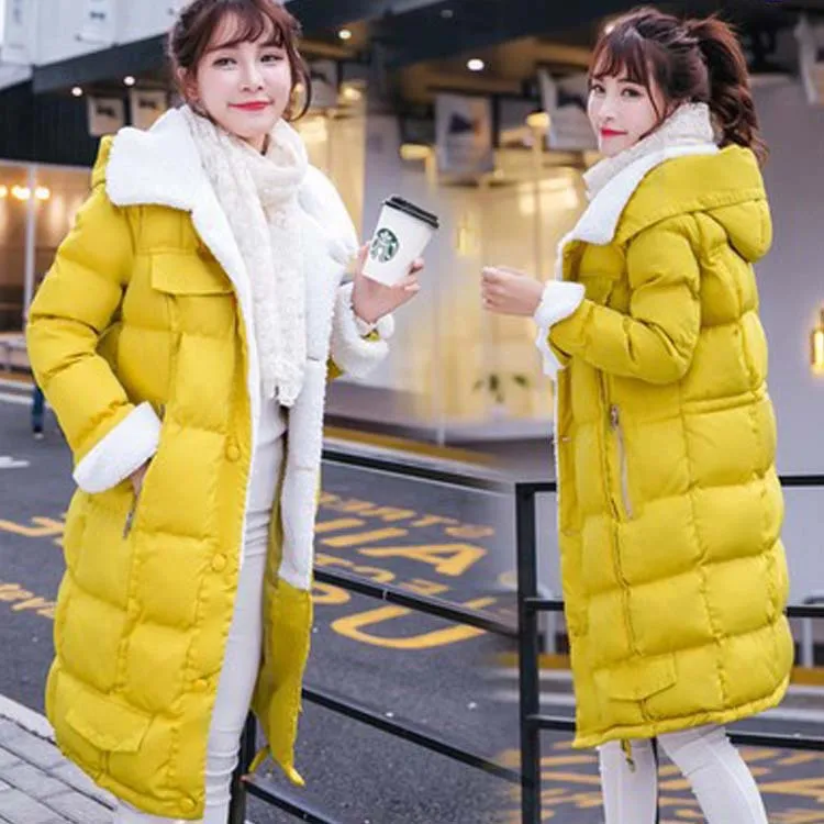 

2016 winter preppy style woman coat fashion casual wadded student blousons long padded jacket ladies warm cotton clothes XXL 059