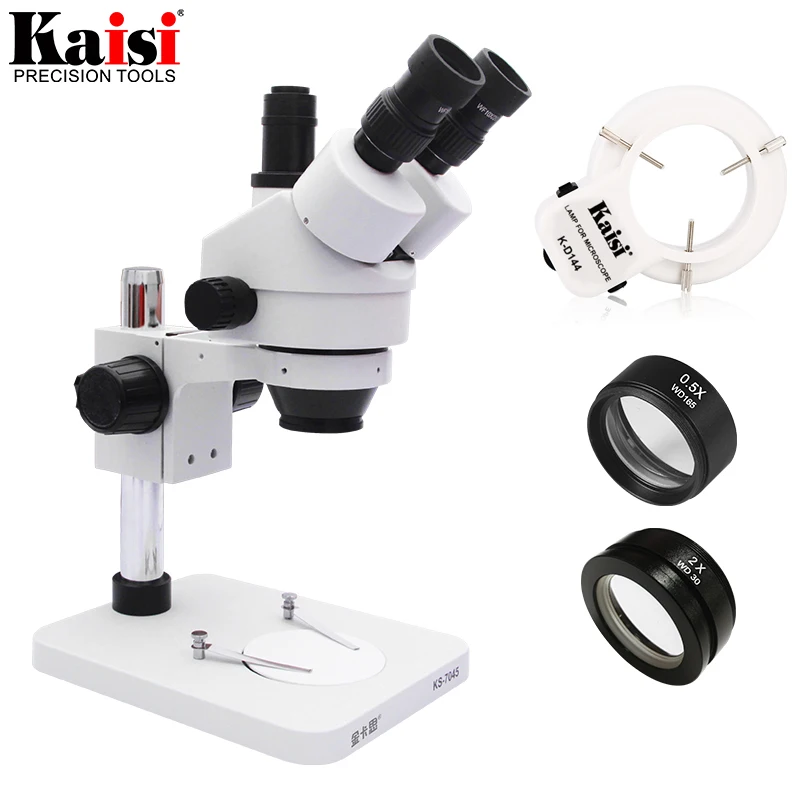 7X-45X Тринокулярный Стерео микроскоп 144 шт. светодиодный кольцевой светильник регулируемый SZM2.0X SZM0.5X объектив
