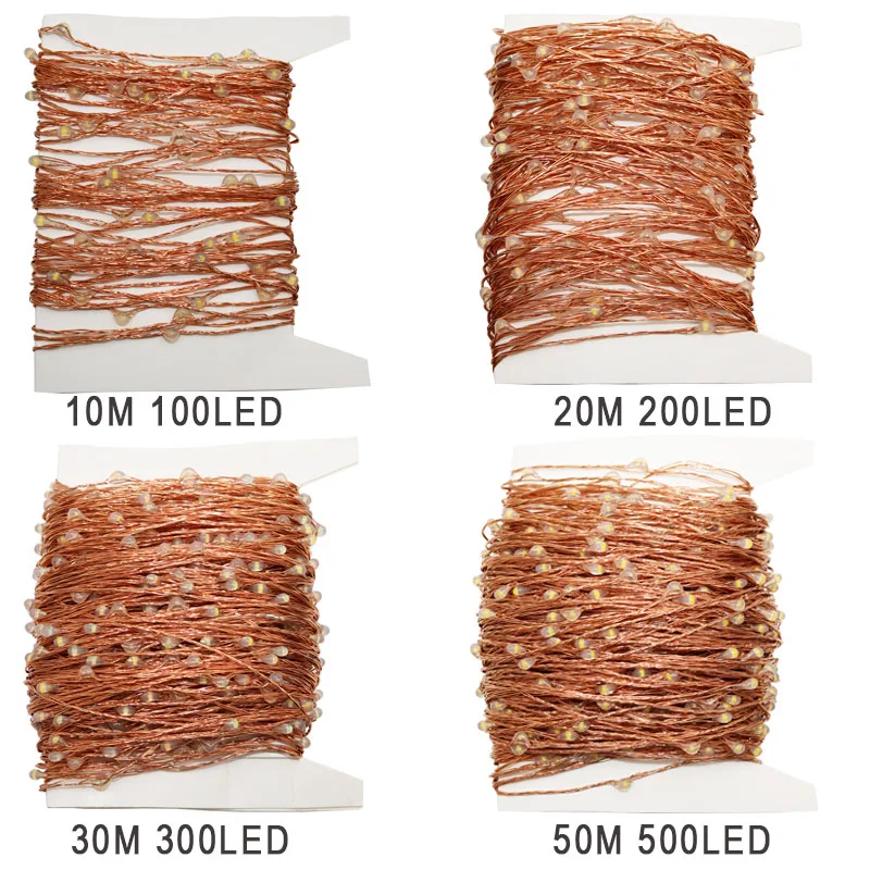 Самый длинный медный провод сказочные огни украшения 50 м 500 светодиодный свет украшения гирлянды праздничное освещение Сад Свадьба Рождество