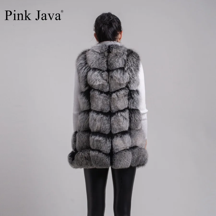 Розовый Java QC8046 горячая Распродажа Жeнскaя зимняя кyрткa натурального меха лисы
