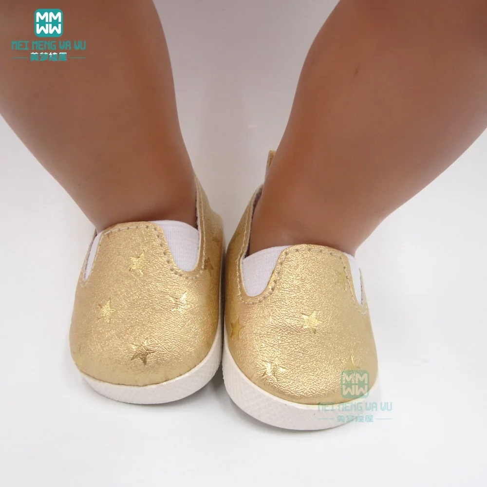 Fashionable Gold Sports Plate Shoes For Dolls Fit 43 Cm New Born Dolls