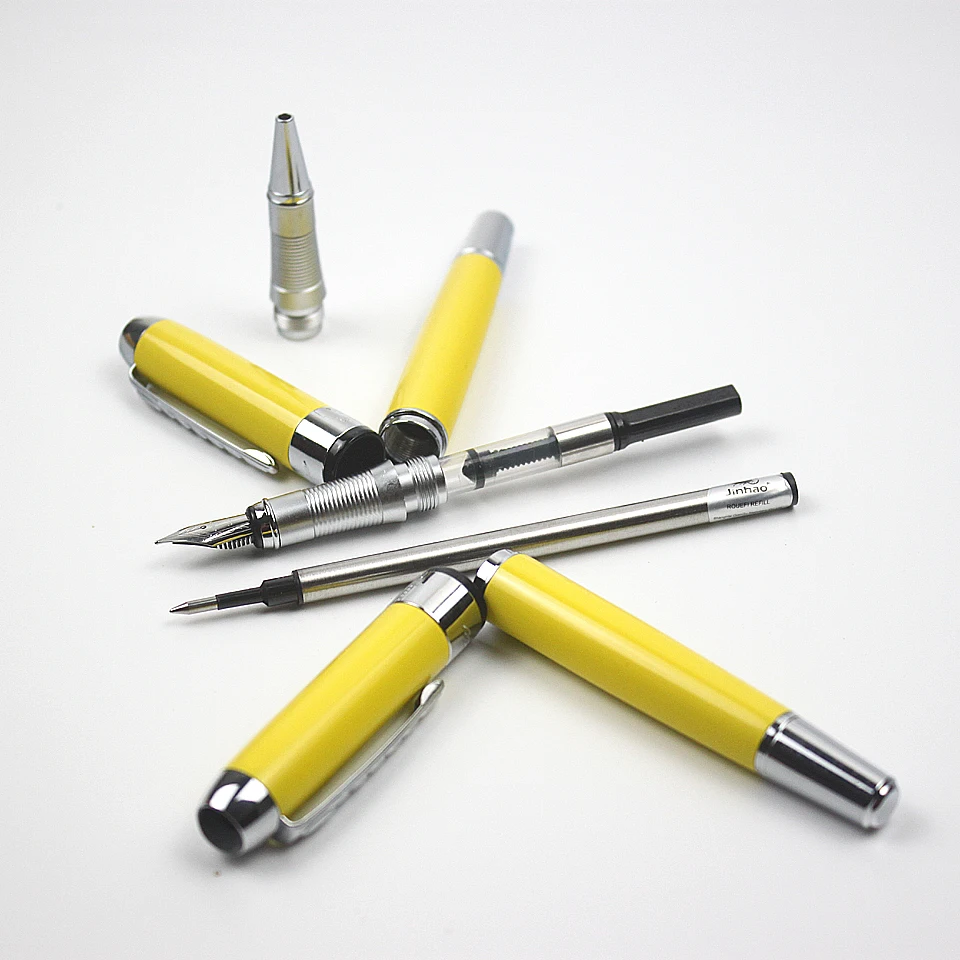Luxury jinhao Yellow Metal Fountain Pens & Ballpoint Pens Silver Clip