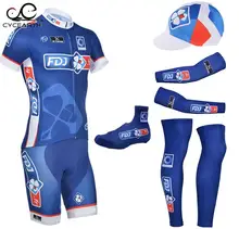 2015 Blue fdj Team cycling jersey quick dry breathable cycling shirts bike shorts set gel pad cycle Maillot Culotte full