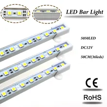 U Форма 5050 SMD 36 LED Жесткий полосы 50 см Длина Холодный/теплый белый 3000 К 4500 К 6000 К 12 В LED Жесткий свет профиль бар 10 шт./лот