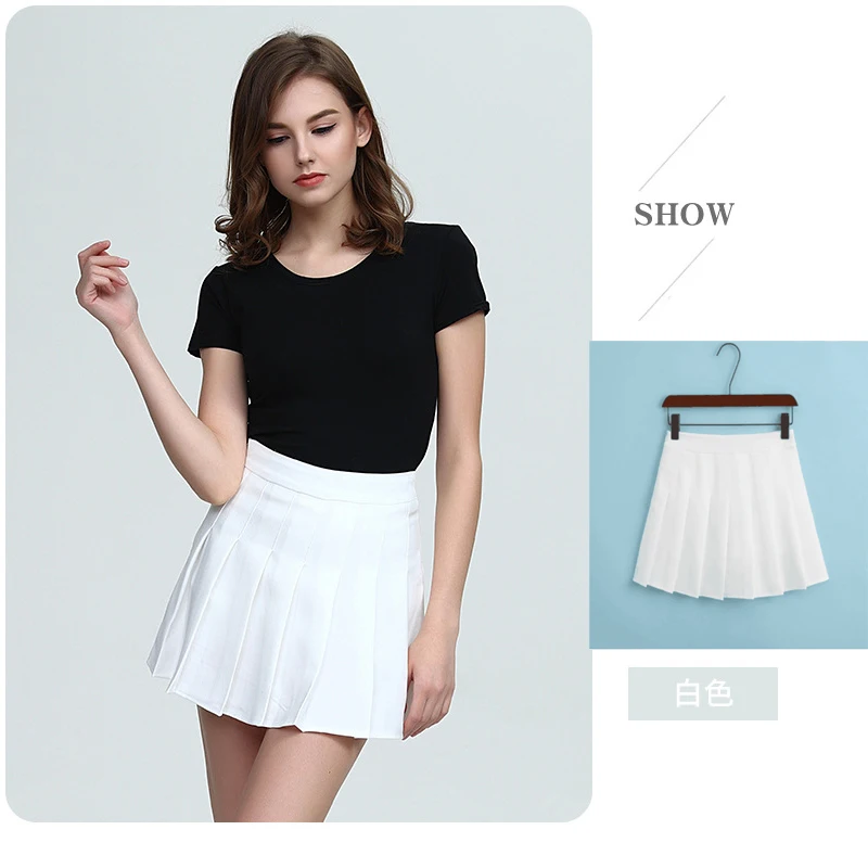 Summer fashion Girls Pleated Tennis Skirt A Lattice Short Dress High Waist Uniform With Inne Black Pink Blue White Dress