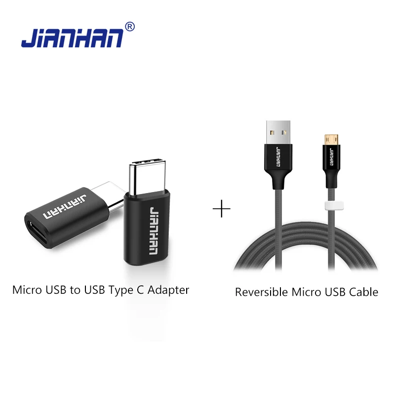 

Reversible Micro USB Cable Free with USB Type C Converter Data Sync Charger Cable Micro USB to Type C Converter Adapter Charger