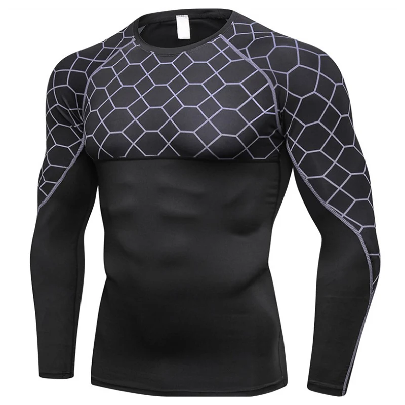 Новая мужская быстросохнущая плотная дышащая спортивная рубашка с длинными рукавами и круглым вырезом BFE88