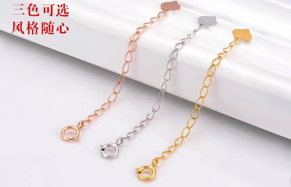 Sinya Jewelry DIY Finding 18k Au750 gold extended chains 3.5cm 5.5cm length necklace bracelet chain extender with tag Hot sale (5)
