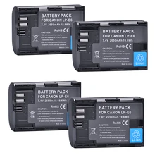 4 Pack Canon LP-E6, LP-E6N Replacement Battery for Canon EOS 60D, 70D, 5D Mark II, 5D Mark III, 5D Mark IV, 5DS, 5DS R, 6D, 7D,