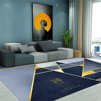 

Geometry Gold Pattern Chenille Material Europe carpet rug Living room Bedroom Study Coffee table Decorative Room