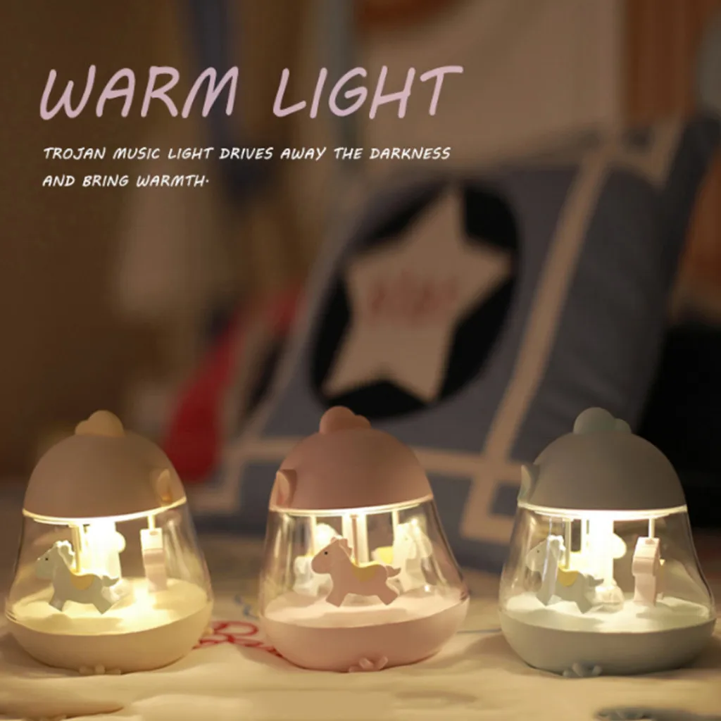 

Household daily necessities Lovely Cute Merry-go-round Music Night Light Bedroom Decor Mini LED Lamp online star item light