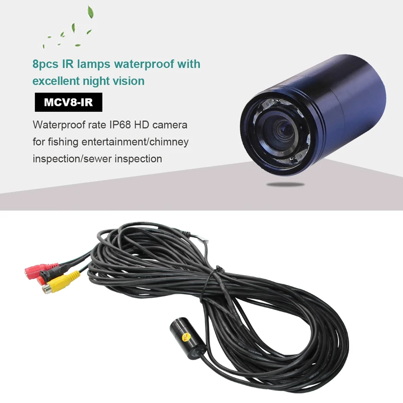  Free shipping 10m Long Cable 4-24V IP68 Rate 520TVL HD Underwater Fishing Camera with 8 IR/LED ligh - 32798471797