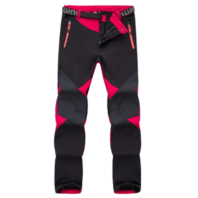 

New winter outdoor soft shell attack pants women add fleece thickening thermal waterproof breathable mountaineering ski pants