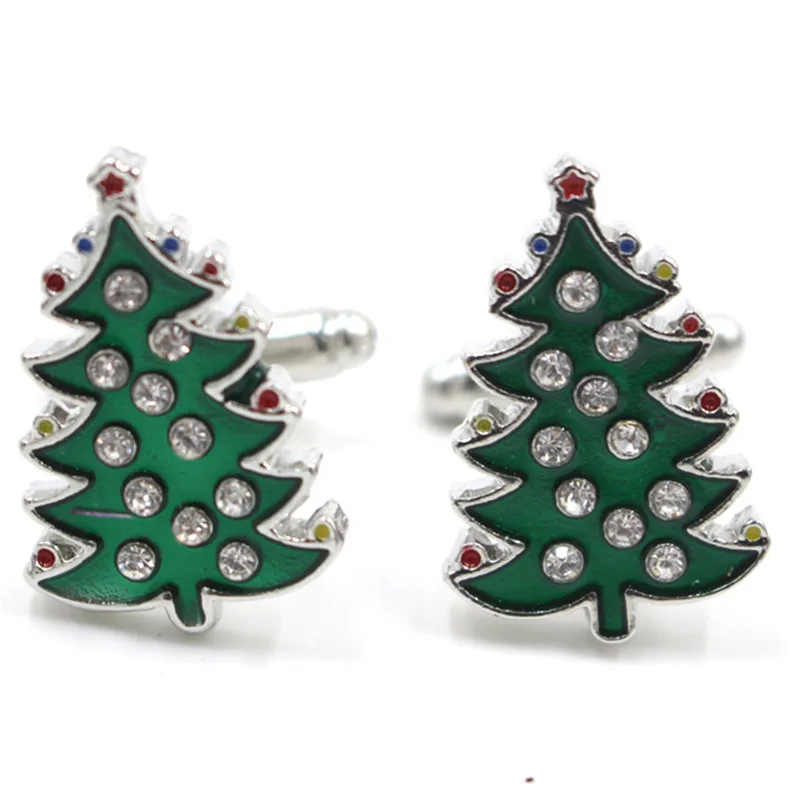 Handmade Rhinestone Enamel Cuffkins Green Tree Cuff Christmas Button Pins For Women Men Gifts | Украшения и аксессуары