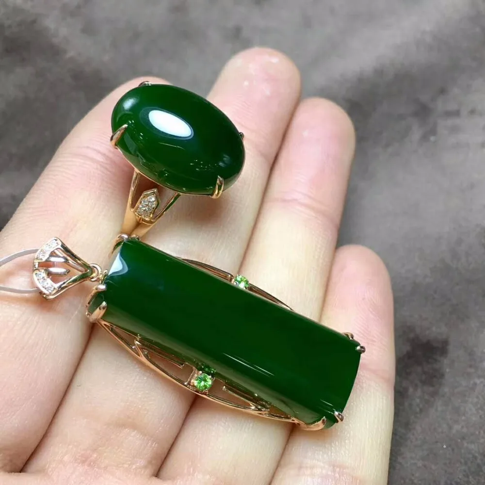 Бутик Hetian Jasper набор золото 18K с алмазной инкрустацией