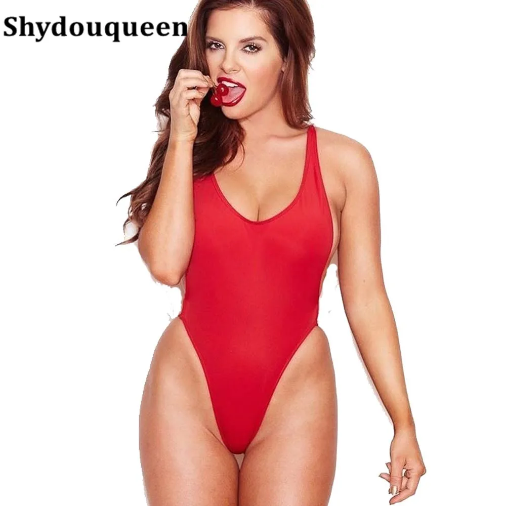 Sexy black high cut one piece swimsuit for short torso women Swimwear