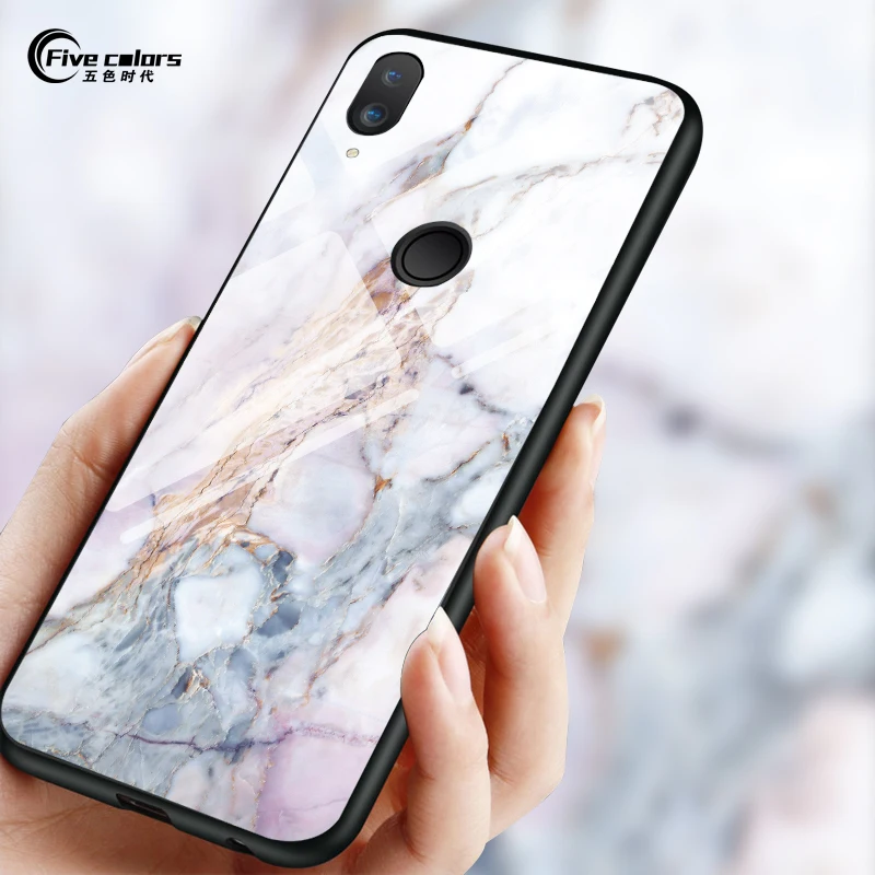 Чехол из закаленного стекла Marble Space для Huawei P20 Lite G9 Plus Y9 2018 мягкий чехол с краями