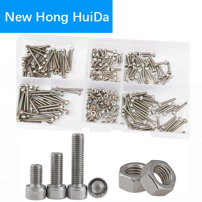 

Socket Cap Screw Metric Hex Allen Head Bolt Assortment Kit 210Pcs,304Stainless Steel M2