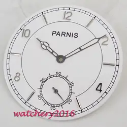 38,9 мм PARNIS белый циферблат часов + стрелки часов подходят 6498 движение Мужские часы