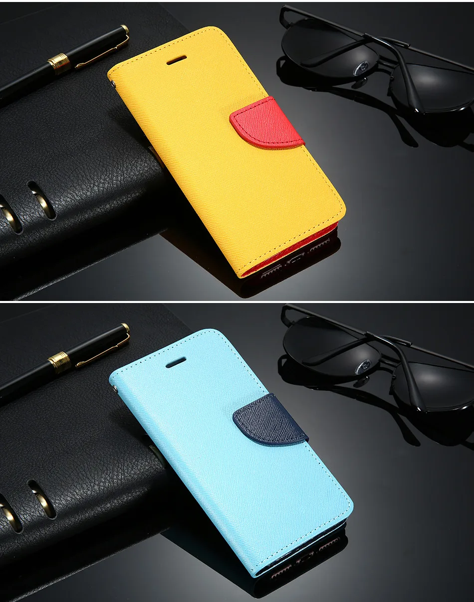 KISSCASE Fashion Leather Case For Apple iPhone 5 5S SE Flip Stand Wallet Cover For iPhone SE 5S Card Slots Hit Color Pouch Bag (12)