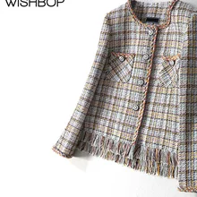 Летний Для женщин одежда с длинным рукавом тонкий легкий вязать Стиль куртки с Ленточки-Wishbop Стильные дамы твидовый пиджак Топы