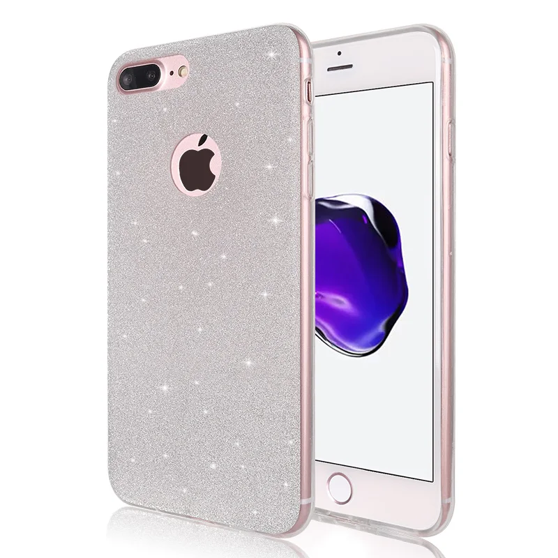 Мягкий пластиковый чехол с блестками силиконовый чехол для iPhone X 10 6 Plus 6splus 7 Plus 8 плюс iPhone 6S 6 s 7 7 S 8 плюс 5 5S 5SE крышка сотового телефона - Цвет: Серебристый