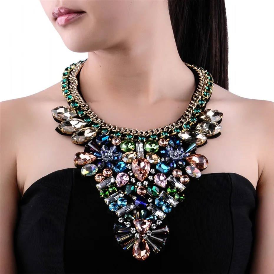 Модные вечерние ожерелья для женщин на год, 8 цветов, очаровательные ювелирные изделия, стеклянные подвески, колье