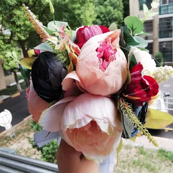 

Romantic Wedding Bouquet wedding decorations Artificial Pink aroon blue Peony Calla Lily Bouque De Noiva Bridal Accessories